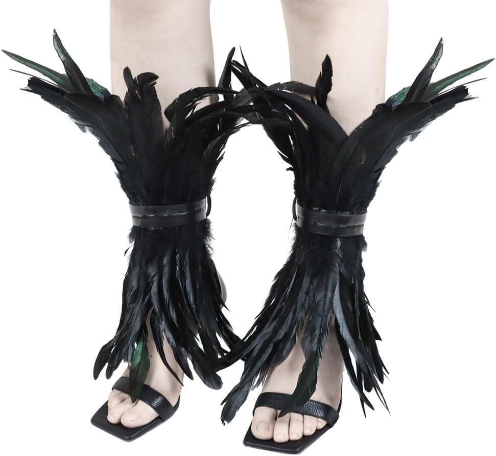 Eforcase Feather Leg Warmers Boots Cuff Cover Ankle Bracelets Ankle Cuff Ankle Wrap Feather Cuffs Socks Halloween Costume