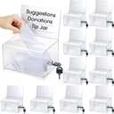 Chunful 10 Pcs Acrylic Donation Box with Lock and Sign Holder, Clear Ballot Donation Boxes with Slot for Fundraising, Suggestion Box Storage Container for Voting, Raffle Bowl, Tip Jar