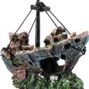 Raeasily Fish Tank Decoration Aquarium Accessories,Shipwreck Decor,Resin Material Sunken Ship Decorations for Fish Favors, Multi, 10 * 10