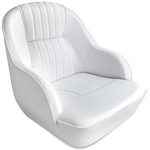 Leader Accessories Pontoon Captains Bucket Seat Boat Seat (White/White piping)