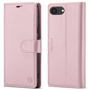 FLIPALM Wallet Case for iPhone 16e, RFID Blocking Credit Card Holder, PU Leather Folio Flip Kickstand Protective Shockproof Cover for Apple 16e (Pink)