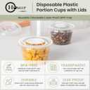 100 x HOMIP 100Pack 4oz Disposable Plastic Portion Cups with Lids, Small Mini Sauce Cups for Portion Control, Salad Dressing Cups, Airtight and Stackable Condiment Cups for Party, Holiday and Daily Use