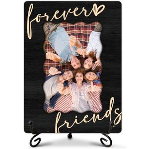 Forever Friends Picture Photo Frame, Unique and Cute Picture Frame, Friendship Birthday Christmas Gifts for Women Friends BFF Besties, Desk Tabletop Decor for 4 x 6 Photo-A18