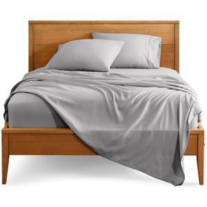Bare Home Split Head Flex King Sheet Set - 1800 Ultra-Soft Microfiber Bed Sheets - Double Brushed - Deep Pockets - Easy Fit - 4 Piece Set - Bedding Sheets & Pillowcases (Light Grey)