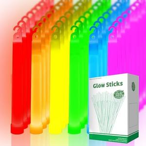 OMNISAFE 96 Ultra Bright Large Glow Sticks with 96 Black PE String, Multi Use Colourful 6 Inch Glowsticks for Parties, Camping, Emergency Glow Sticks For Blackout, Long-lasting Lighting Waterproof 