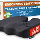 Seat Cushion for Office Chairs - Fits 18"x14" Seats, Tailbone, Coccyx Pain Relief - Butt, Pressure & Sciatica Relief - Gaming, Wheelchair, Car & Desk Pillow, Black (Standard)