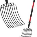 COSITA Pitch Fork for Garden, Wide Pitchfork with 10 Metal Tines, Heavy Duty Garden Fork with Fiberglass Handle 44-Inches, Chicken Coop Pitchforks for Manure, Mulching, Composting, Red