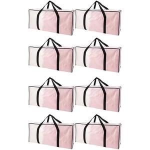 PANDA JOYS Extra Large Moving Bags with Zippers & Carrying Handles, Heavy-Duty Storage Tote for Space Saving Moving Storage, Fold Flat, Alternative to Box and Bin - 8 Pack, Semi-Transparent