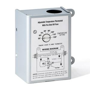 Attic Fan Adjustable Thermostat w/Fire Shut Off Fuse for Lomanco F0510B2944, F0510B2497, 58034 Attic Fan Thermostat Control Replacement, Adjustable Temperature Finger Dial Switch