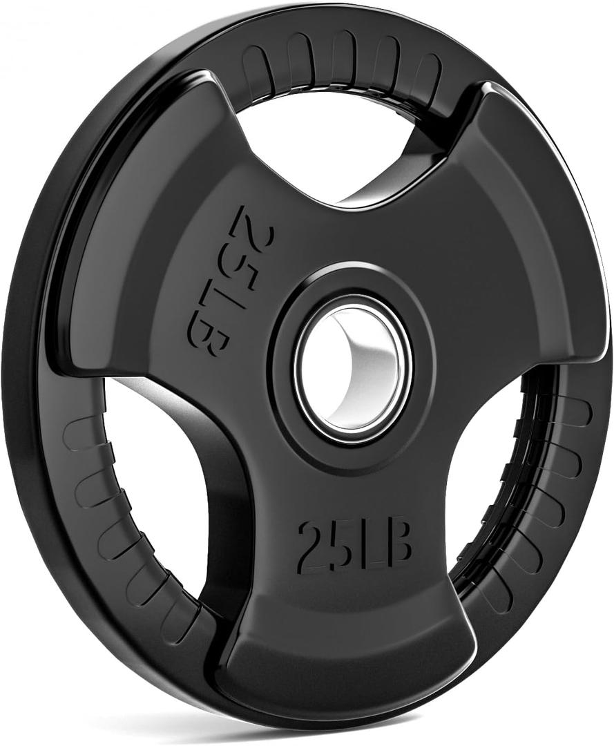 LIONSCOOL 2-Inch Olympic Rubber Grip Weight Plates, Cast Iron, 2.5-45 LB