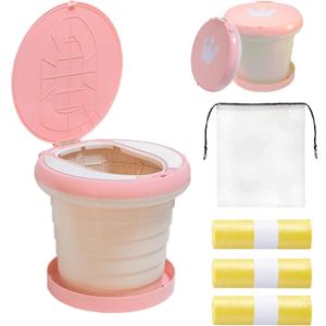 SunnySmile Travel Potty for Toddler, Portable and Foldable Toilet, Apply to Seat Emergency Toilet for Car, Camping, Outdoor, Indoor (pink, large)