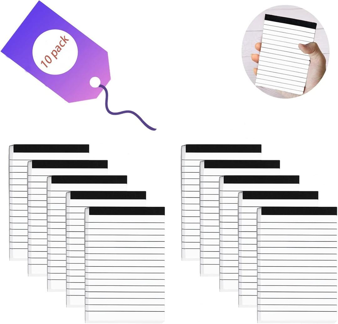 10 Pack Pocket Mini Notepads Refills,Memo Pad,35Inch Lined Writing Pads with 30 Sheets in Each Pad,Note Pads Refills,Inspiration Catcher(White-10pack)