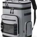 Large Waterproof Insulated Cooler Backpack for Men & Women, Leak Proof Cooler Backpack for Camping, Beach, Fishing, Picnic, Travel, Outdoor, 30L, 48Cans (gray)