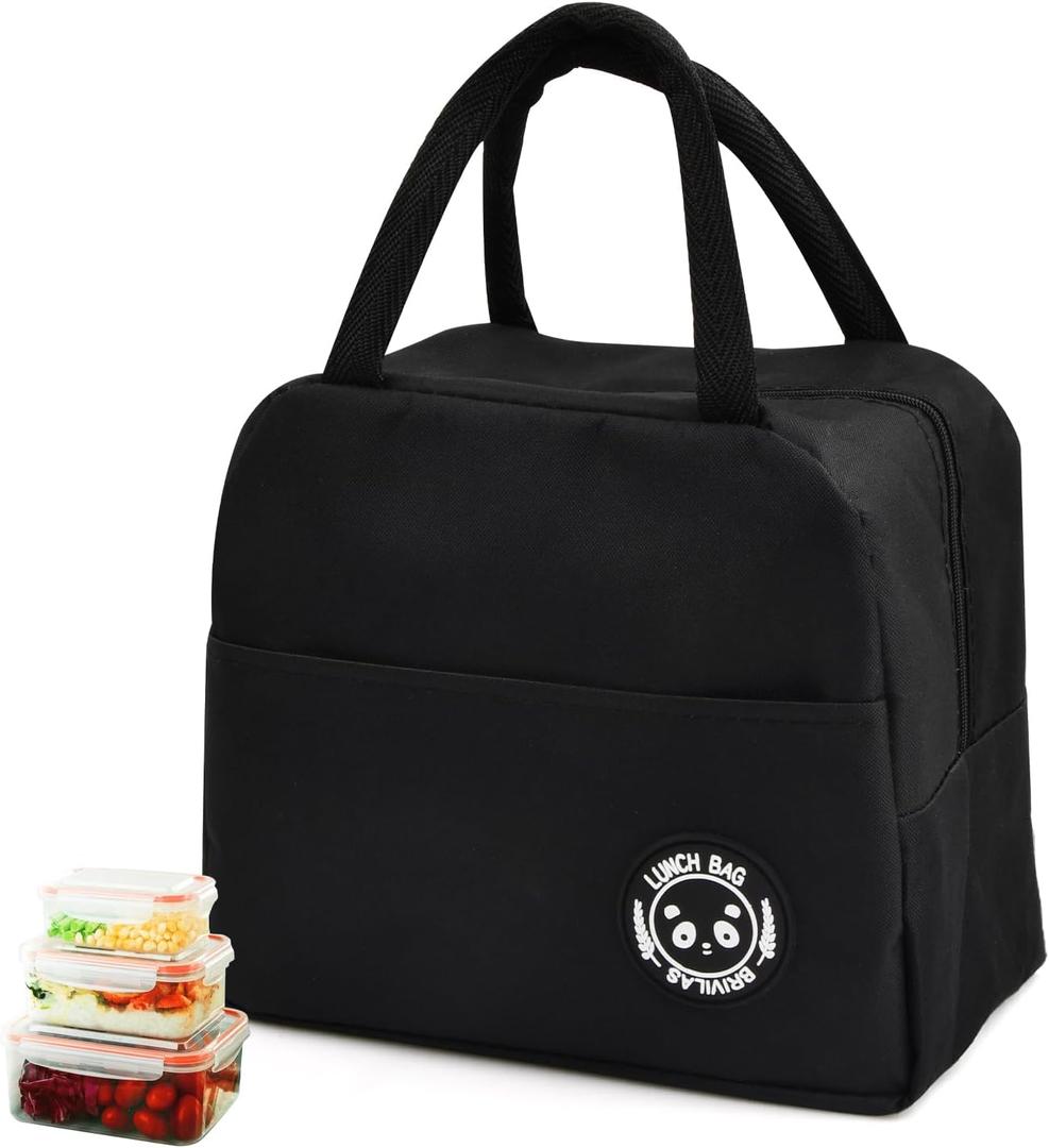 Insulated Lunch Bag, 6 L, Insulated Lunch Bag, Portable Insulated Lunch Box, Lunch Bag for Women, Men, for Picnic, Work, School, Office (Black)