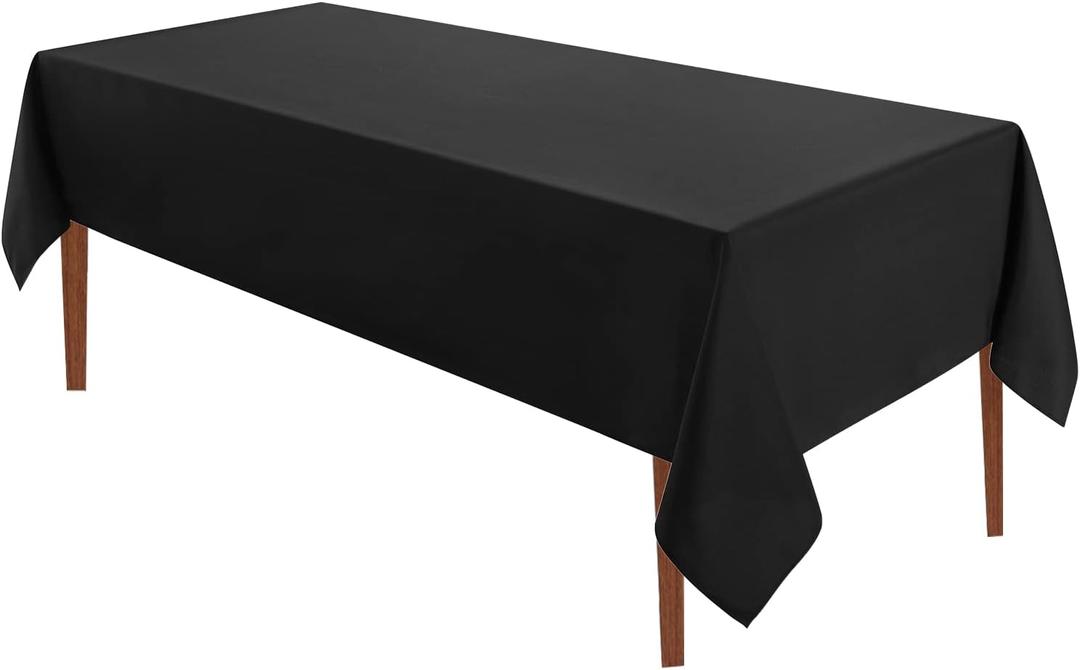 VidaFete 60*84inch Rectangle Tablecloth Polyester Table ClothStain Resistant and Wrinkle Polyester Dining Table Cover for Kitchen Dinning Party Wedding Rectangular Tabletop Buffet Decoration(Black)