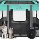 Dog Playpen,Pet Playpen,Foldable Dog Cat Playpens,Portable Exercise Kennel Tent Crate,Water-Resistant Breathable Shade Cover, Indoor Outdoor Travel Camping Use for Small Animals with Carrying Case(M) (Green)