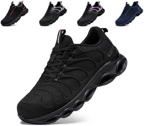 LARNMERN Steel Toe Shoes for Men Women Wide Lightweight Safety Sneakers Comfortable Safety Shoes Colorful Tennis Work Shoes 8,5