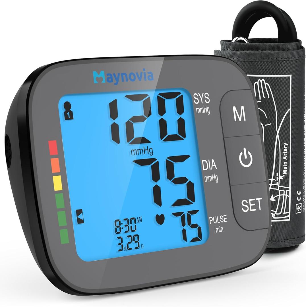 Blood Pressure Monitor for Upper Arm, Automatic Blood Pressure Cuff for Home Use, Blood Pressure Machine with Backlit Display, Irregular Heartbeat Detection, 260 Memory, Storage Bag