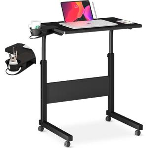 Klvied Small Standing Desk Adjustable Height, Portable Treadmill Desk, Mobile Table Ideal for Laptops and Tablets, Black, 23.6 inches x 15.9 inches x 37.2 inches