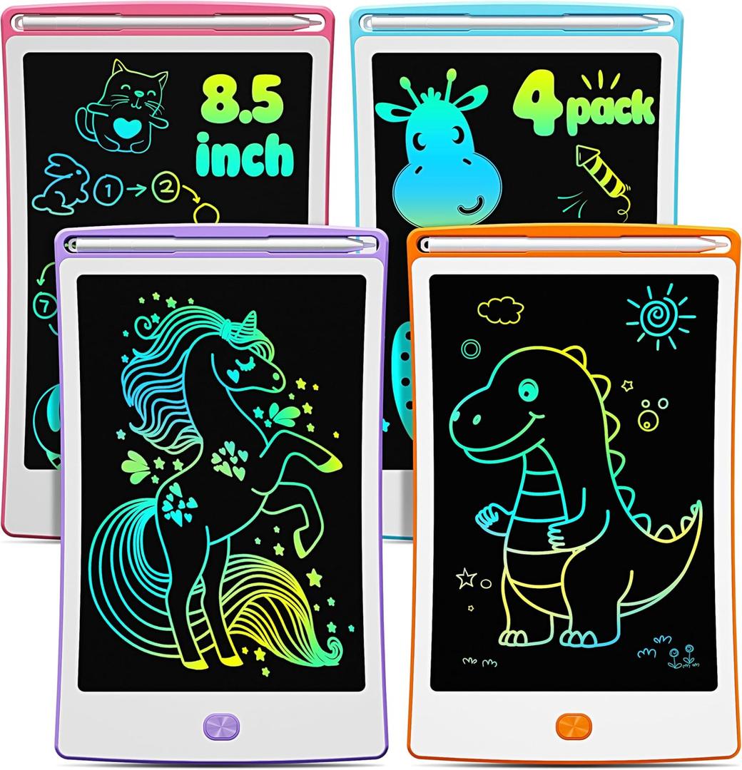 4 Pack LCD Writing Tablet, 8.5 Inch Colorful Toddlers Drawing Tablet for Kids, Creative Doodle Board Drawing Pad, Toy Birthday Gift for 3-6 Year Old Girls Boys (Blue&pink&purple&orange)