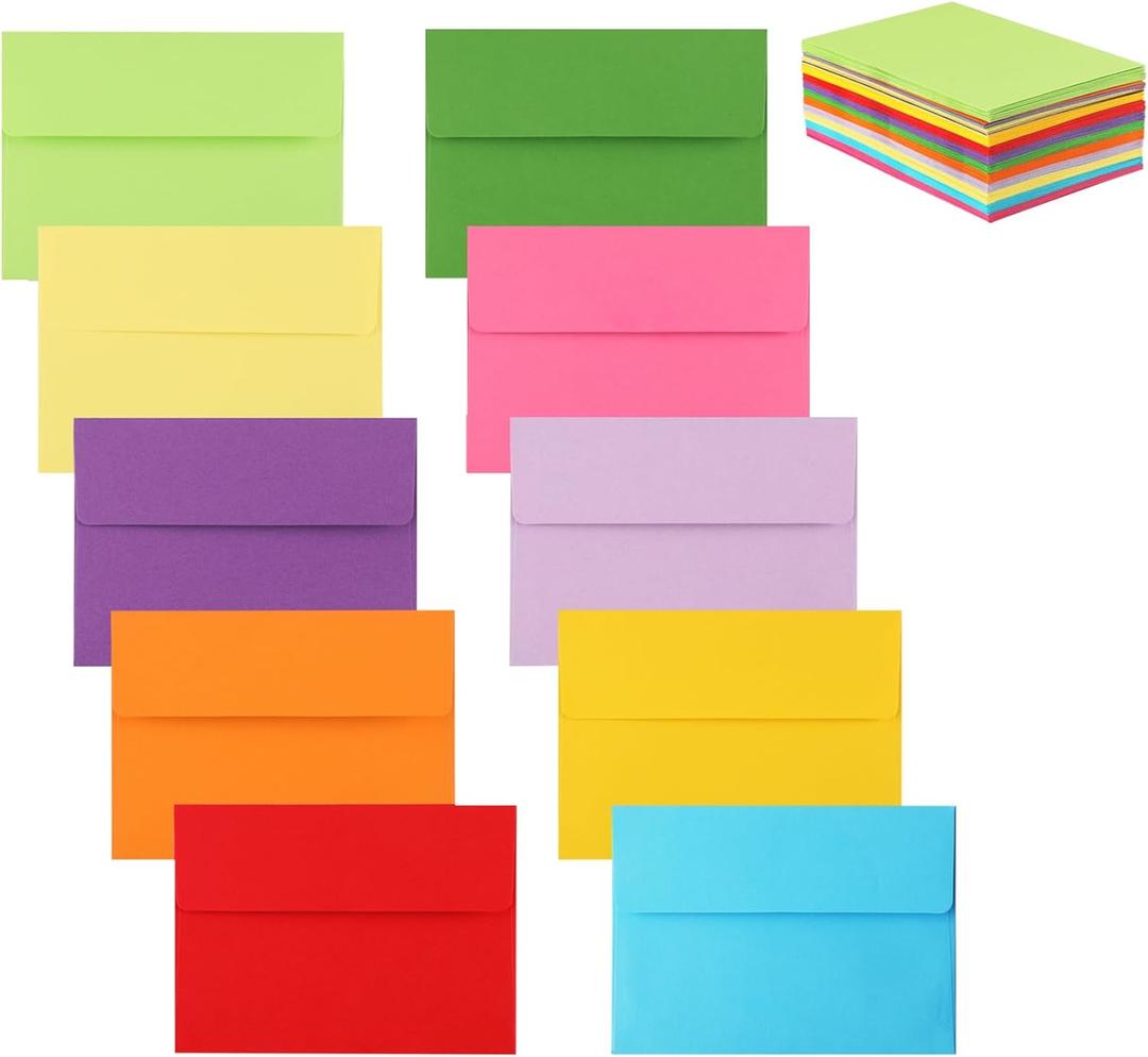 2 x Granhoolm 50 Pack A7 Invitation Envelopes 5.25 x 7 .25 For 5x7 Cards - Peel & Press,Ideal for Invitations,Weddings,Parties,Greeting Cards,Photos(Multicolor)