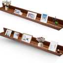 Muzilife 45.3" Large Floating Wall Ledge Shelves with Lip - Set of 2 Rustic Wood Floating Shelves - Honey Brown Wall Mounted Picture Ledge for Office, Bathroom, Bedroom, Living Room, Kitchen