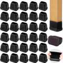 Small Rectangle Silicone Chair Leg Caps with Felt Pads, 32PCS Rectangular Chair Leg Floor Protectors for Hardwood Floors, Chair Leg Covers to Protect Floors(Black,Fit Length 0.9"-1.3" Width 0.6"-0.8")