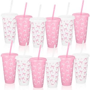 Pickmesh 12 Pcs 24 oz Plastic Cups with Lids and Straws Bulk Gift Reusable Coffee Cups Coffee Tumbler Decoration Birthday Wedding Baby Shower Party Supply (Pink Bow) Pickmesh 12 Pcs 24 oz Plastic Cups with Lids and Straws Bulk Gift Reusable Coffee Cups Coffee Tumbler Decoration Birthday Wedding Baby Shower Party Supply (Pink Bow)