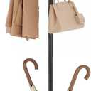 Hoctieon Coat Rack Freestanding, Coat Tree with Umbrella Holder, Metal Coat Rack Stand with 12 Hooks, Standing Coat Hanger Stand, Umbrella Stand for Entryway, Hat Rack Stand for Home Office, Black