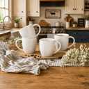 Pyrilo 14oz Embossed Ceramic Coffee Cups - Set of 4, Lead-Free Microwave & Dishwasher Safe Coffee Mugs for Home Office Café Tea Cocoa