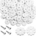 CroBlissful 50 Pack Rosette Washers with Screws, Mobile Home/RV Ceiling Rosette Buttons, Diameter 1-1/8 Inch Decorative Washers (White)