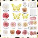 Thiccywoov 43 Pcs Graduation Cap Decorations Kit Includes Artificial Flowers Faux Flower Heads 3D Butterfly Stickers Pearl Rhinestones Glitter Stickers for Grad Cap Topper DIY Graduation Gift (Pink)