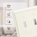 2-Pack Double Toggle Light Switch Cover Plate, Durable Natural Bamboo Fiber Decorative Switch Plate Covers, Light Almond 2 Gang Wall Plate, Corrosion Resistant
