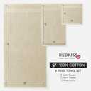 REDKISS Beige Towels Set 6 Piece Cotton Towel Sets with 2 Bath Towels, 2 Hand, 2 Washcloths, 650GSM Hotel Quality, Soft, Highly Absorbent Towels for Bathroom Gym, Ideal Everyday Use