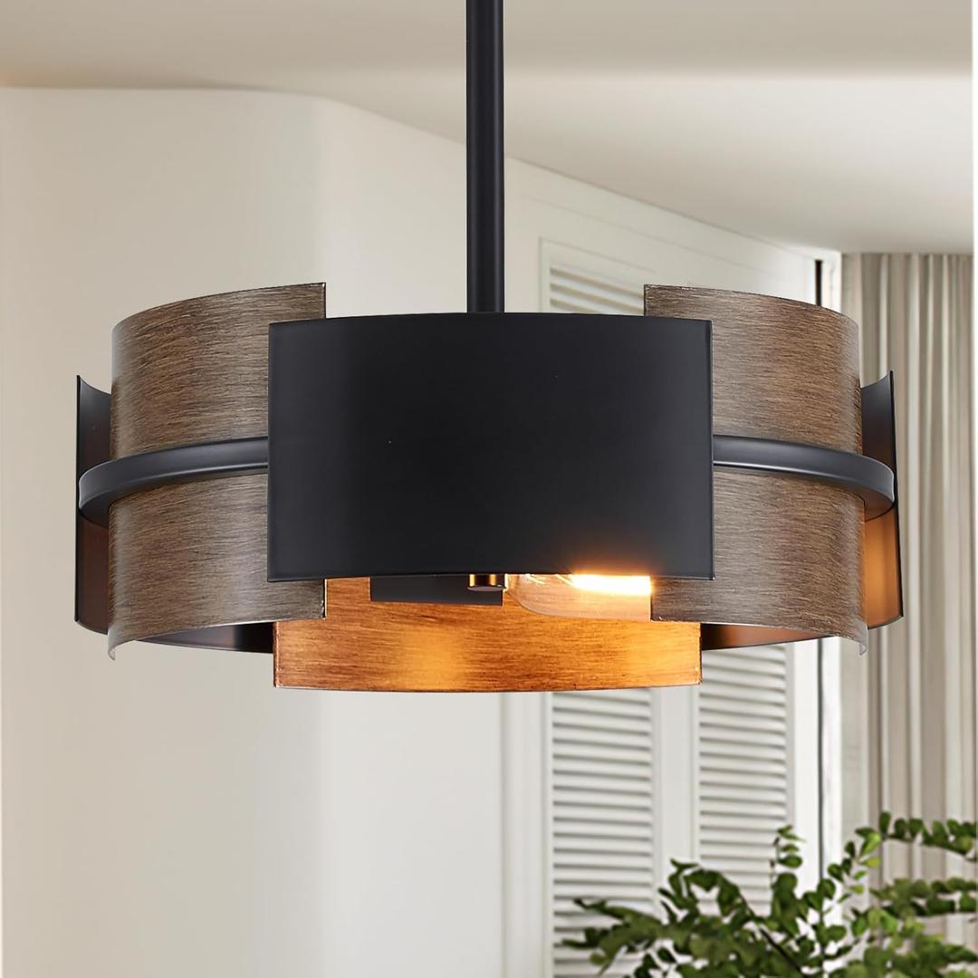 Modern Dining Room Light Fixture Rustic Round 3-Light Pendant Light for Bedroom Foyer Hallway Corridor Dining Room Kitchen 13" Wood Grain Modern Dining Room Light Fixture Rustic Round 3-Light Pendant Light for Bedroom Foyer Hallway Corridor Dining Room Kitchen 13" Wood Grain