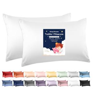 Deep Dream 100% Cotton Toddler Pillowcases Set of 2, 13x18 Inches Fits Baby Pillow Sized 12x16, 13x18, 600 Thread Count Cotton Small Travel Kids Pillow Case Covers with Envelope Closure, White