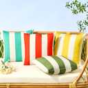Allorry Outdoor Pillow Covers 18x18 Set of 2 Olive Green Striped Decoration Throw Pillow Covers for Spring Summer Outdoor Waterproof Garden Patio Furniture Sofa Bed Home Decor JB007-B18