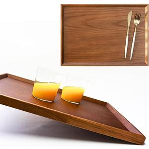 Ash Wood Serving Tray, Non-Slip Rectangle Wooden Food Tray for Couch, Breakfast, Dinner, Snacks, Tea, Charcuterie Board Platter, Decorative Trays for Home Decor (15.8 X 11)
