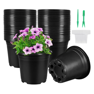 30 Pcs, Plastic Plant Nursery Pots Thickened Soft Plastic Plant Pots Waterproof T-Type Plant Tags and Transplanting Digging Mini Tools(Black)