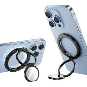 Magnetic Phone Grip for iPhone 16 15 14 13 12 Series, Magnetic Phone Ring Two-Fold Flexible Rotation Phone Grip Holder Compatible with Magnetic Car Mount
