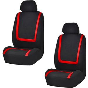 2 Pack Car Seat Covers, Breathable Seat Protectors, Anti-Slip Driver Seat Cover, Comfortable Front Seat Cover Set Universal Fit for Truck, SUV, Sedan, Airbag Compatible (Black&Red)