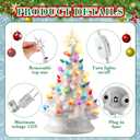 Ganeen 15 Inch Ceramic Christmas Tree with 66 Multicolored Lights Hand Painted Tabletop Christmas Tree Vintage Xmas Decorations for Table Desk Countertop Mantel Home Office (White)