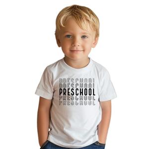 Kids Toddler Baby Boys Girls Back to School Shirt First Day of Preschool T-Shirt Short Sleeve Top, 4-5T