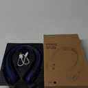 Portable Neck Fan With LED Display, Hands-free 5 Speeds Cooling, Neck Support, Lightweight, Battery Operated, Personal Bladeless Fan Rechargeable, Gift for Women Men, Hot Flashes, Travel, Camping (Dark Blue)