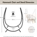 ANOW Macrame Hammock Chair with Stand for Outside, Heavy Duty Hanging Chair Stand with Swing Chair, Includes Seat Cushion, Max 400 Lbs, Natural