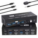 8K@60Hz HDMI Displayport KVM Switch 2 Monitors 2 Computers, 4K@120Hz USB3.0 Dual Monitor HDMI KVM Switches Display Port for 2 Computers Share 2 Screens and 4 USB Devices for Keybord Mouse Printer