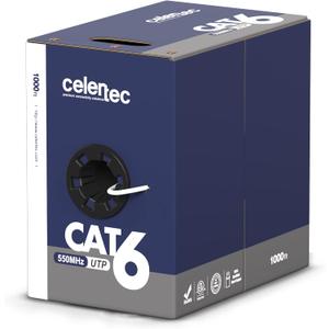 CAT6 Ethernet Cable, 1000ft, 23AWG Solid Bare Copper, Unshielded Twisted Pairs(UTP), 550MHz, ETL Listed &CMR Riser Rated, Indoor, Bulk Ethernet Cable, Pull Box -White