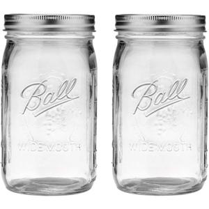 Ball Wide Mouth 32-Ounces Quart Mason Jars with Lids and Bands, Set of 2