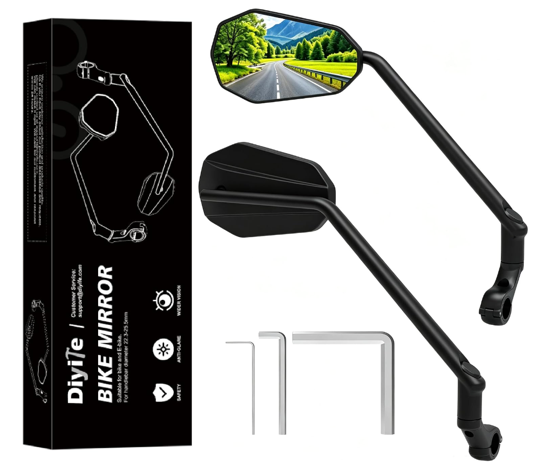 Diyife Long Bike Mirror, HD Wide Angle Large Bicycle Mirror for Handlebars