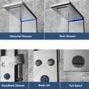 ELLO&ALLO LED Rainfall Shower Head and Rain Massage System with Body Jets Stainless Steel Bathroom Shower Panel Tower System with Shelf, Brushed Nickel&Black